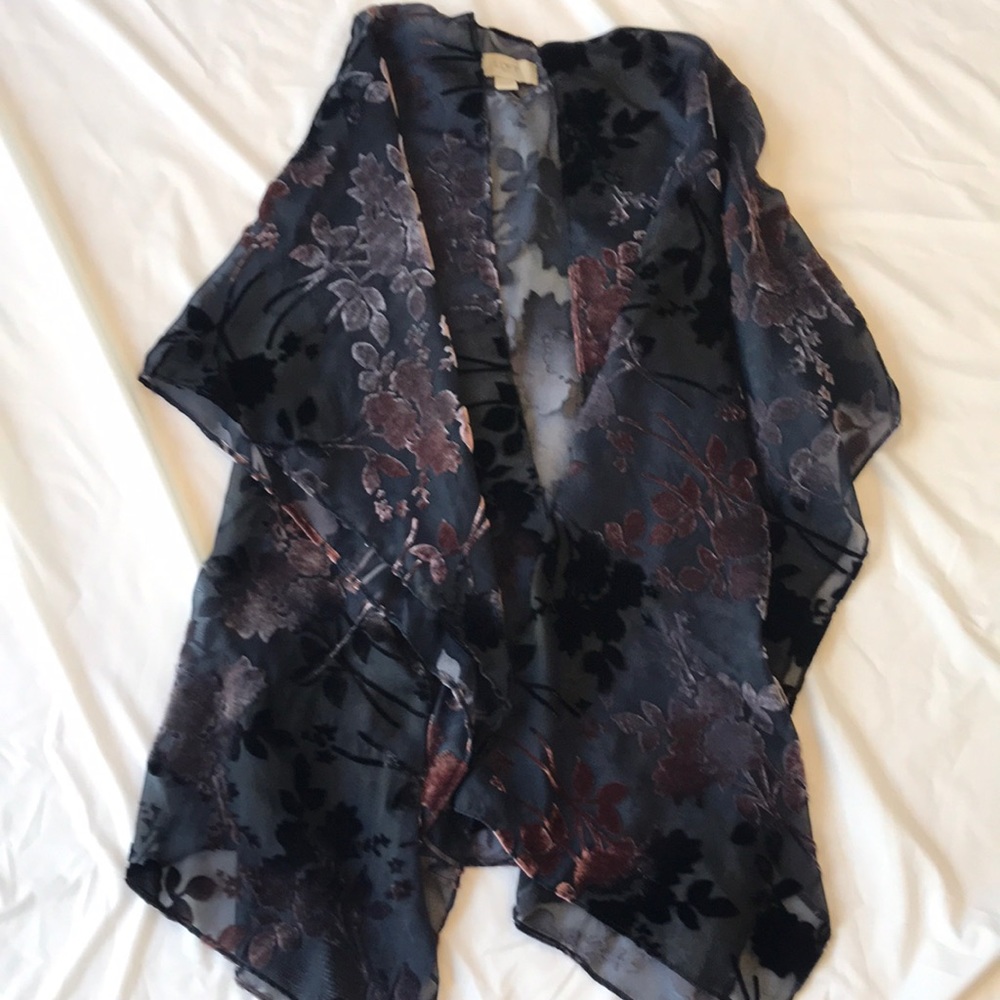 LOFT Textured Open Poncho Shrug Cardigan